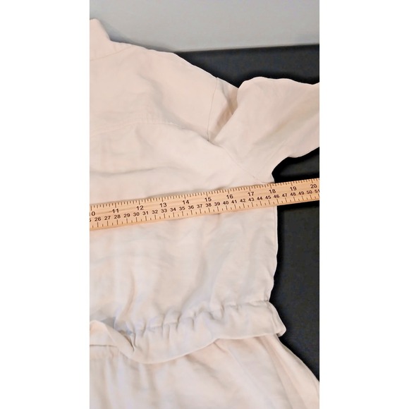 Women's Utility Anorak Jacket Beige Gold Accents Roll Tab Sleeve Cargo size S - Picture 10 of 13